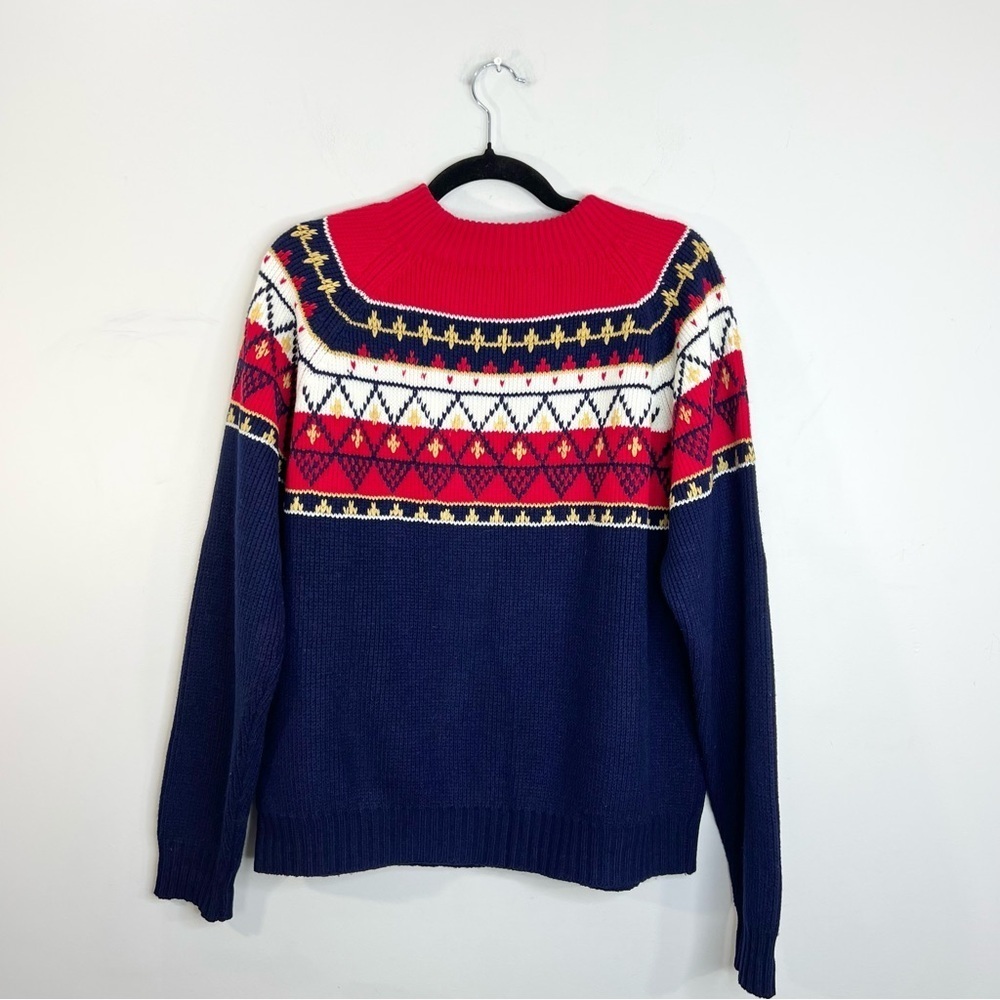 Vintage 80s 90s red white blue fair isle knit ski sweater M - Picture 5 of 10